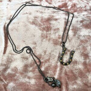 Juicy Couture Studded Horseshoe Dark Iron Necklace